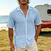 Men's Casual Vacation Striped Short-Sleeve Shirt With Turn-Down Collar by Inlyline