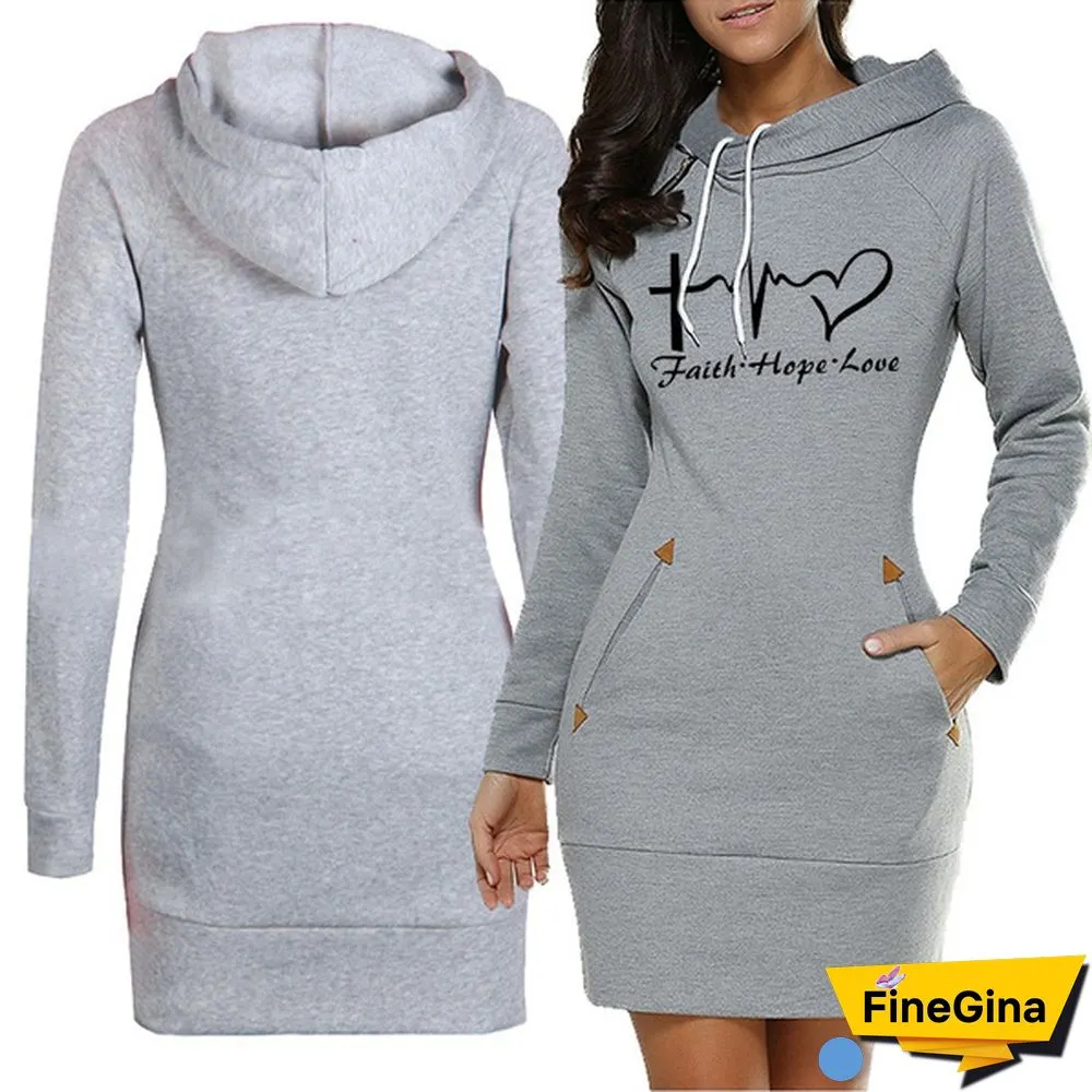 Spring/Autumn/New Womens Fashion Print Womens Hoodie Dress Slim Fit Popular Pullover
