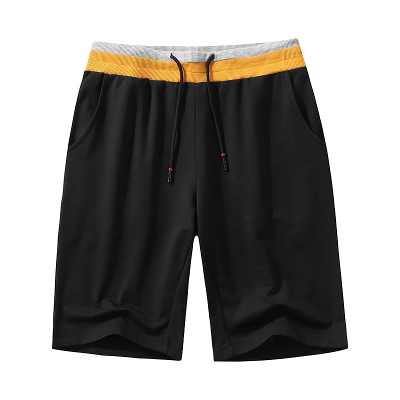 summer New Men Casual Shorts Trend Brand Men Solid Color Cotton Running Shorts Drawstring Shorts Male