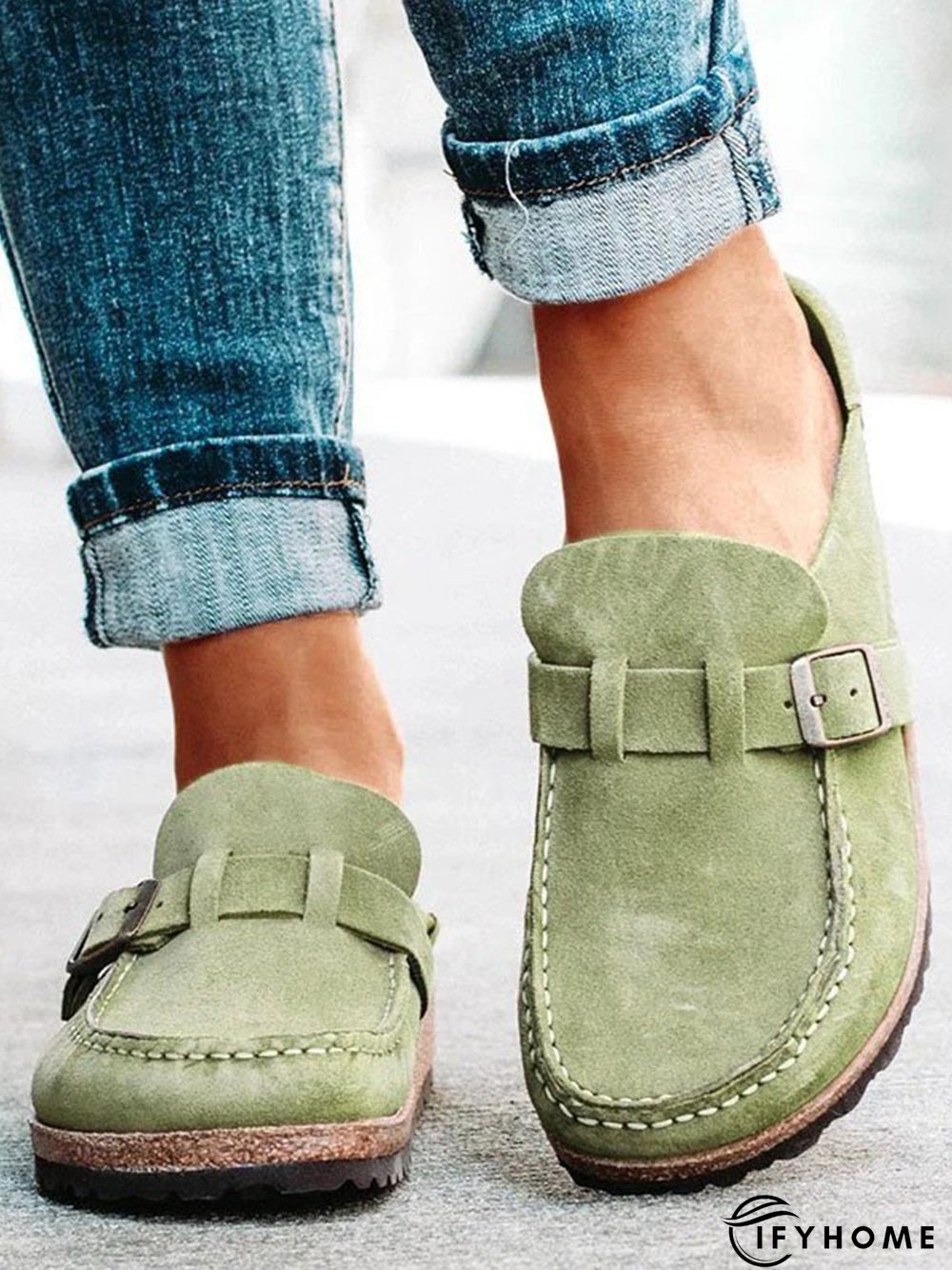 Women Soft Sole Casual Comfy Leather Slip On Sandals | IFYHOME