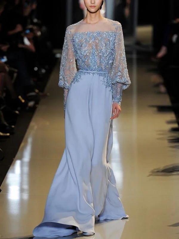 see-through mesh temperament show ladies' dress