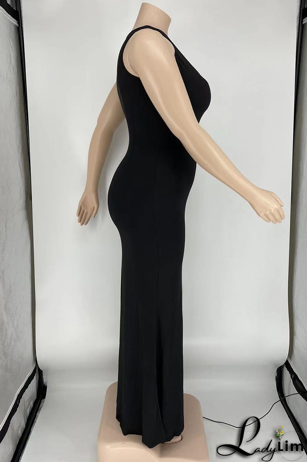 Purple Sexy Casual Plus Size Solid Basic U Neck Vest Dress