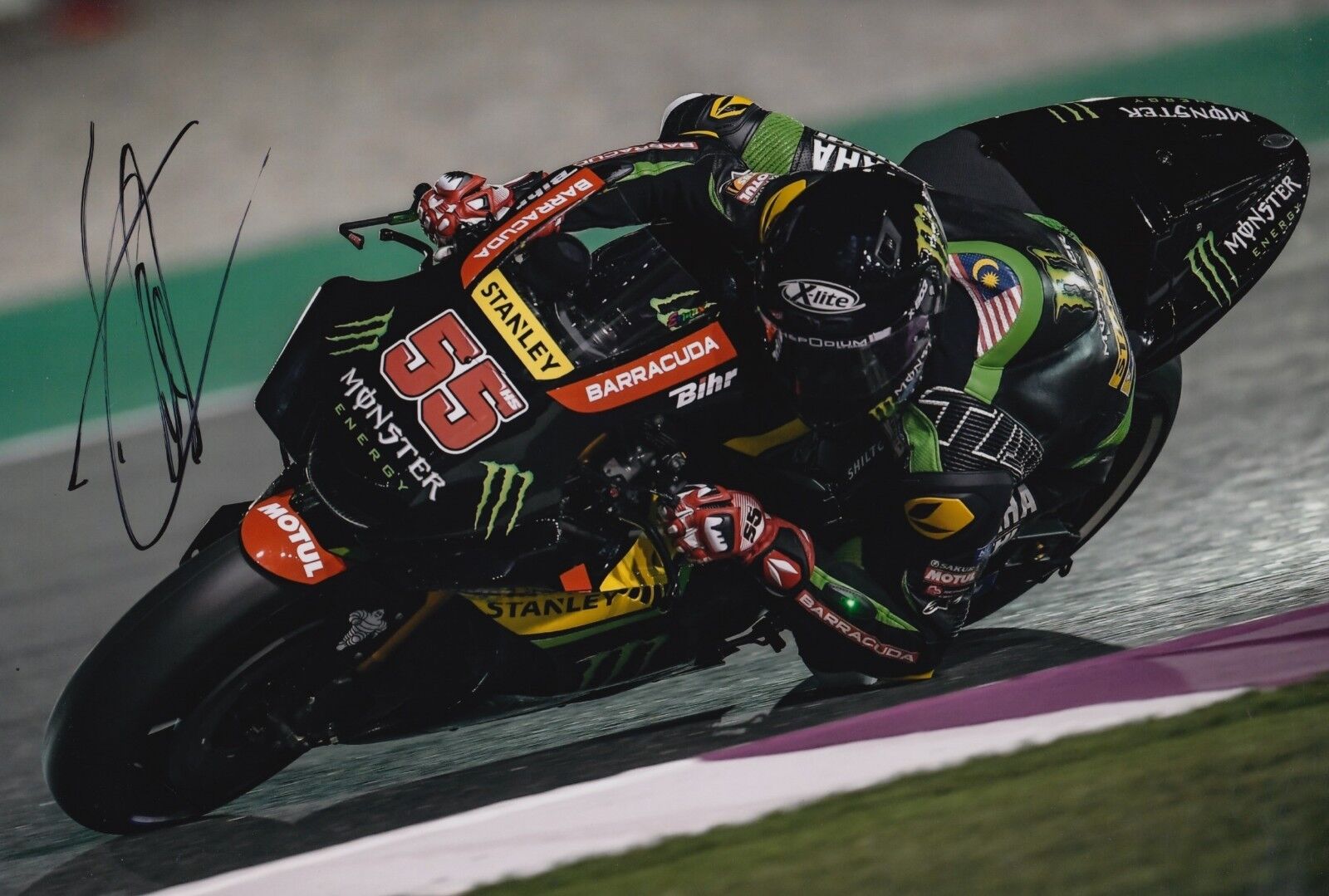 Hafizh Syahrin Hand Signed Monster Yamaha Tech 3 12x8 Photo Poster painting 2018 MotoGP 2.