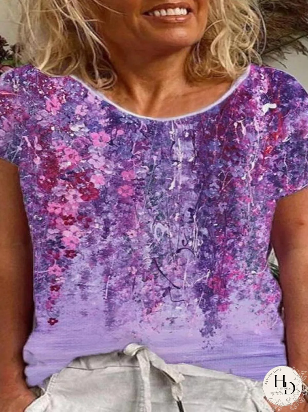 Purple Pattern Casual T-Shirt