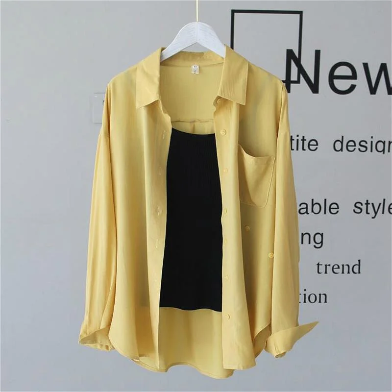 Uveng Uveng And Autumn Thin Shirt Outside The Women's Leisure Relaxed Long-Sleeved Chiffon Sunscreen Jacket 2025 Summer