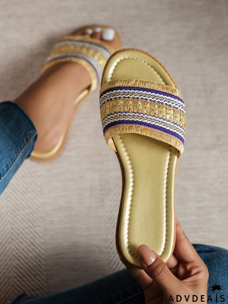 Colorblock Single Band Slide Sandals