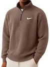 Men's Loose Casual Waffle Stand Collar Half Zip Sweatshirt