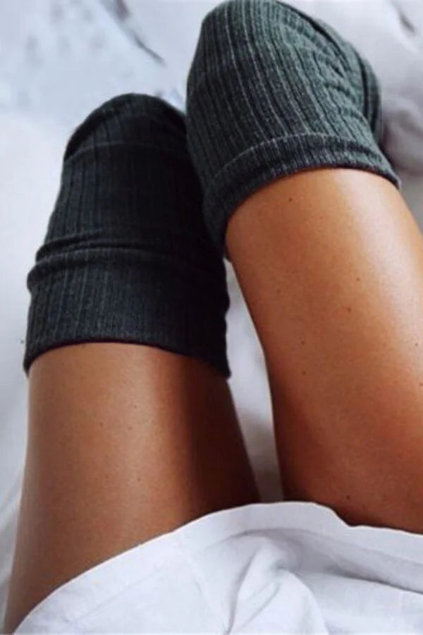 Casual Solid Knitted Thigh-High Socks