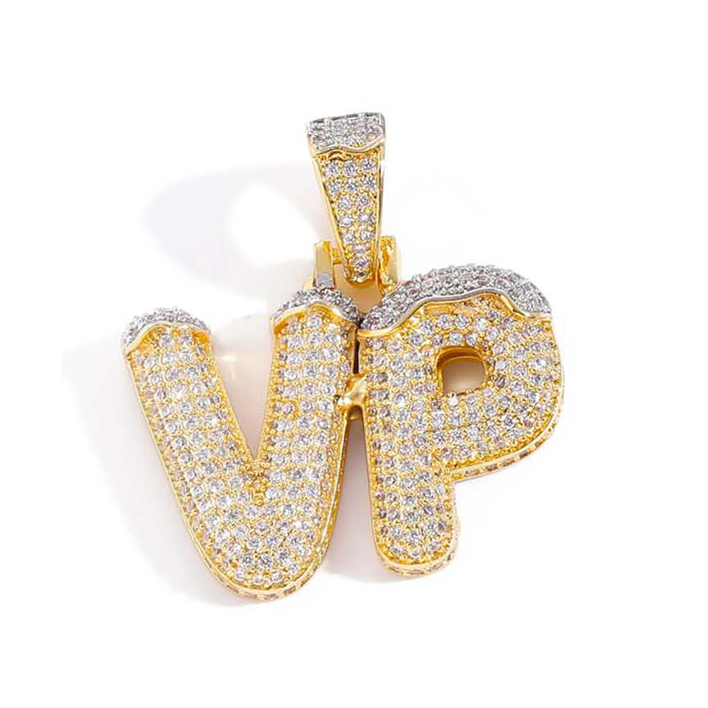Custom Snow Top Cone Bubble Letter With Chain Pendants