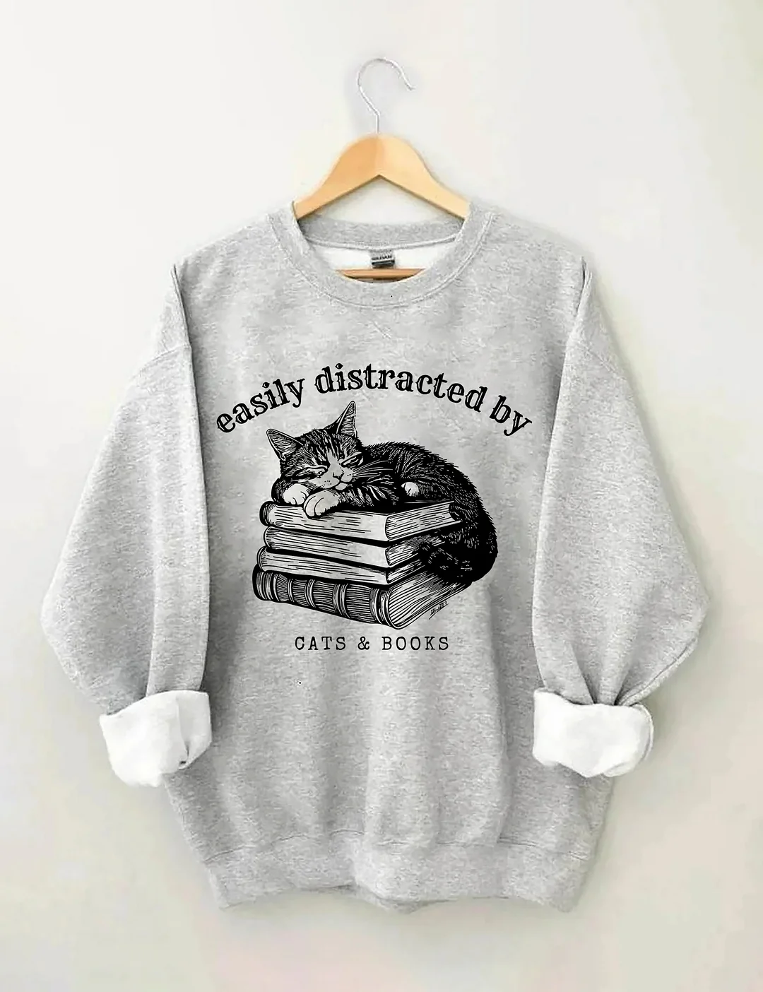 Easily Distracted By Cats And Books Sweatshirt