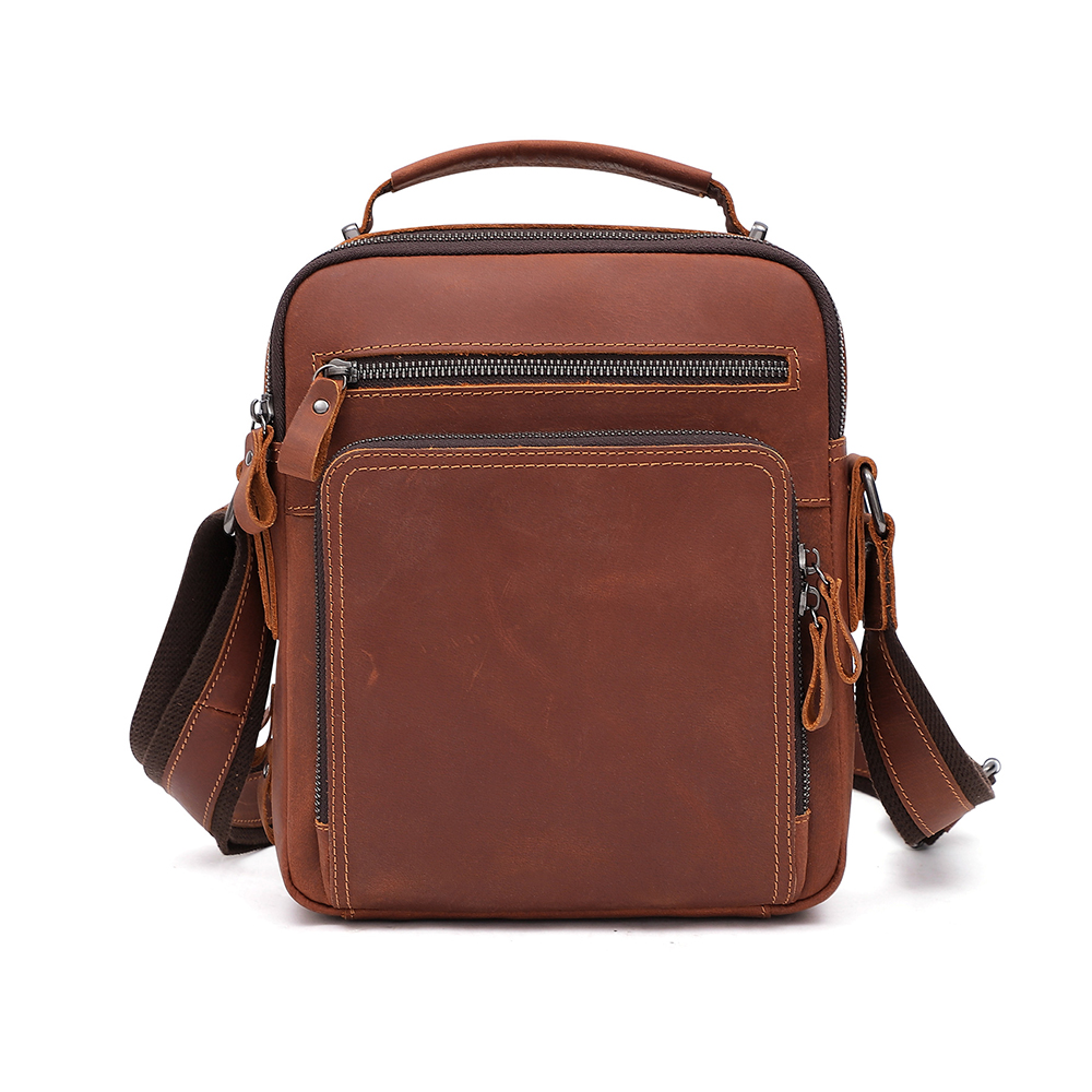 Men's messenger bag casual retro large capacity genuine leather bag