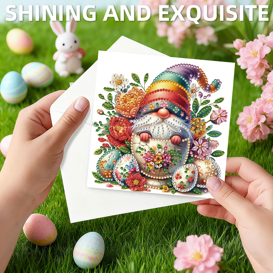 12PCS Easter Goblins DIY Rhinestone Diamond Art Mosaic Postcards with Envelopes Diamond Art Painting Greeting Card Kit for Birthdays Thanksgiving & Special Occasion (IHK110)