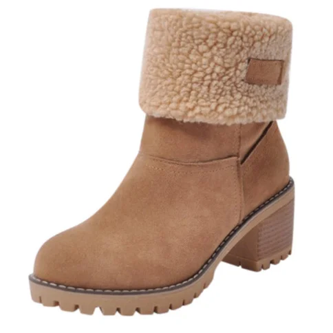 Yyvonne Women's Large-Size Snow Boots 2025 New Lamb Plush Noodles Warm Boots