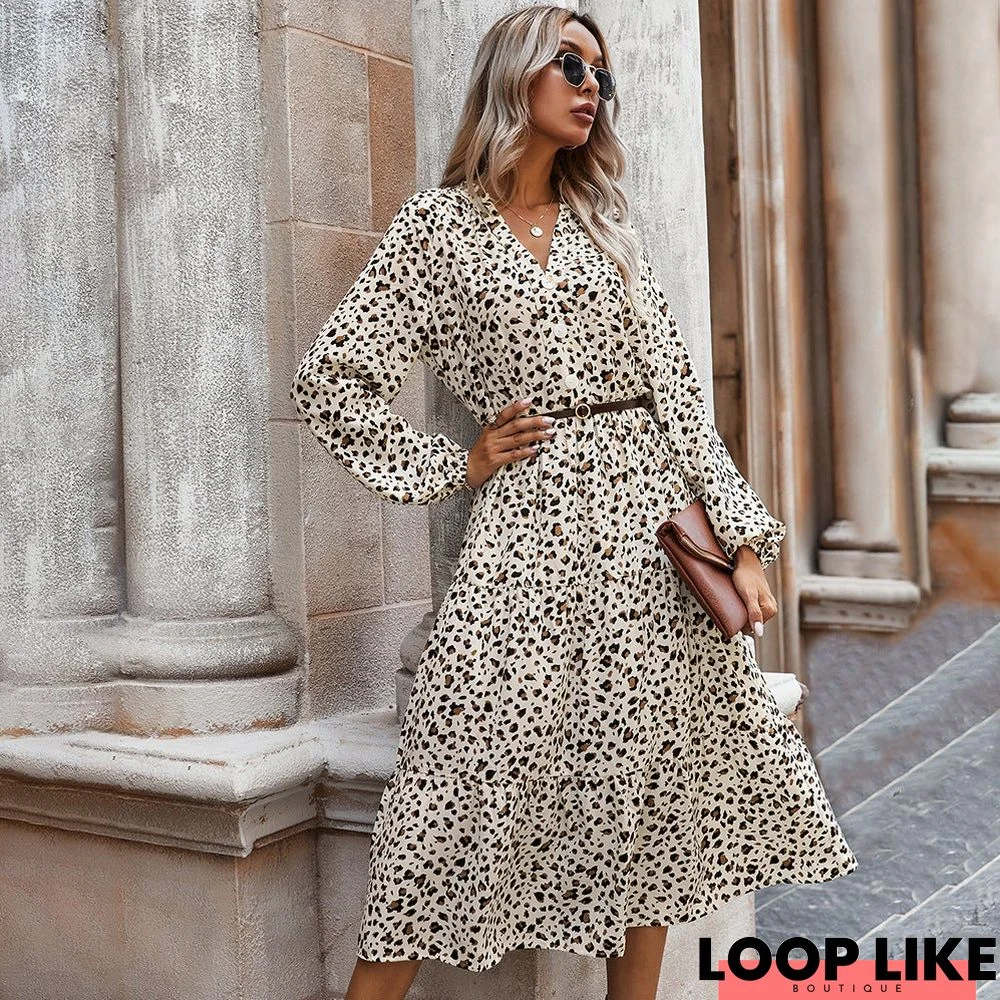 European and American Women's Leopard Print Dress Women