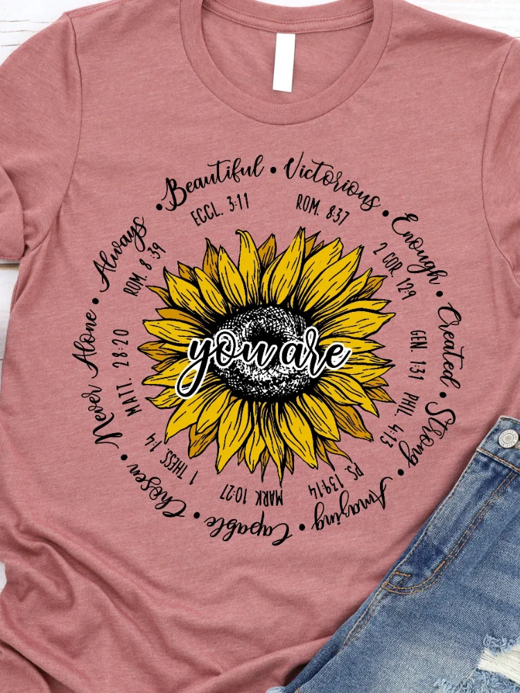 You Are Sunflower Letter Print Short Sleeve T Shirt