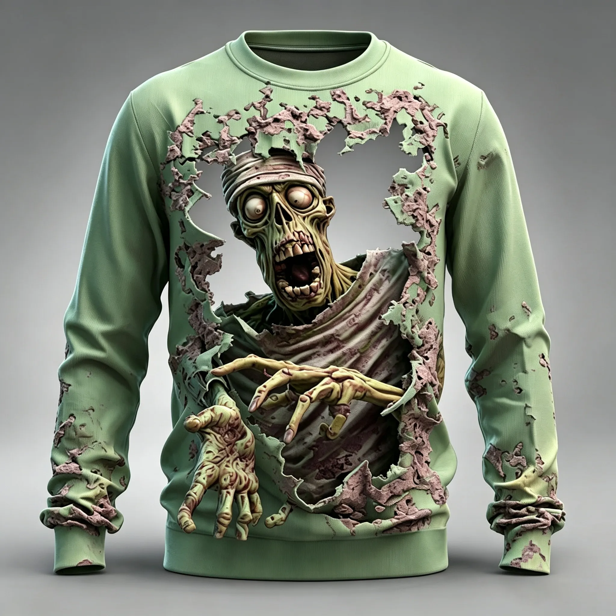 Men's Halloween Wall Mummy Zombie Print Sweatshirt artswardrobe