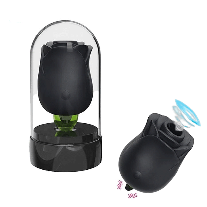 2 in 1 Rose Sucking & Tongue Licking Vibrator - Rose Toy