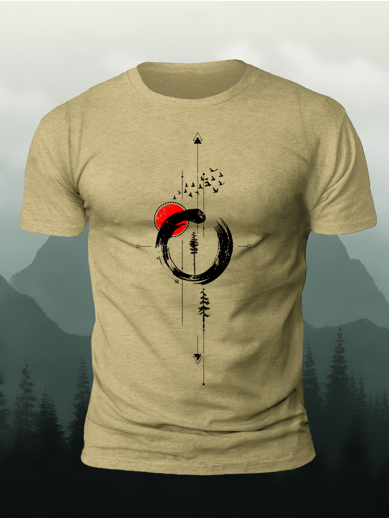 Nature Geometric Print Short Sleeve T-Shirt