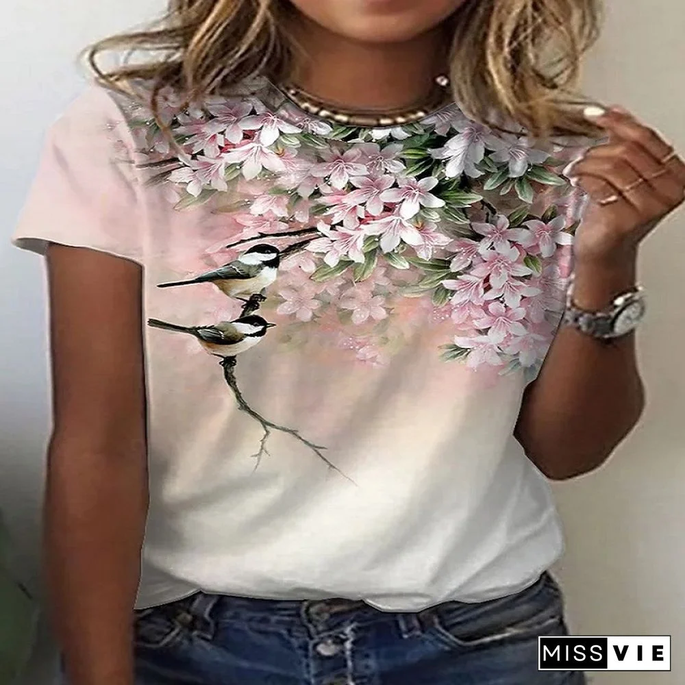 Harajuku Fashion T ShirtFor Women 3D Print T-Shirt Summer Tops Short Sleeve O-Neck Casual Oversized Blouses Woman Clothes