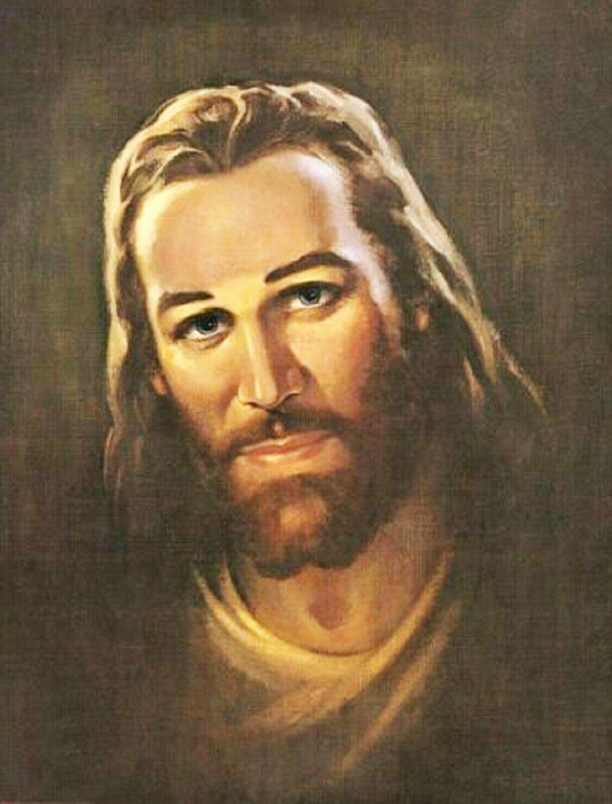 JESUS CHRIST PORTRAIT 8.5 X11 Photo Poster painting PICTURE GOD IS THE FATHER SON & HOLY SPIRIT