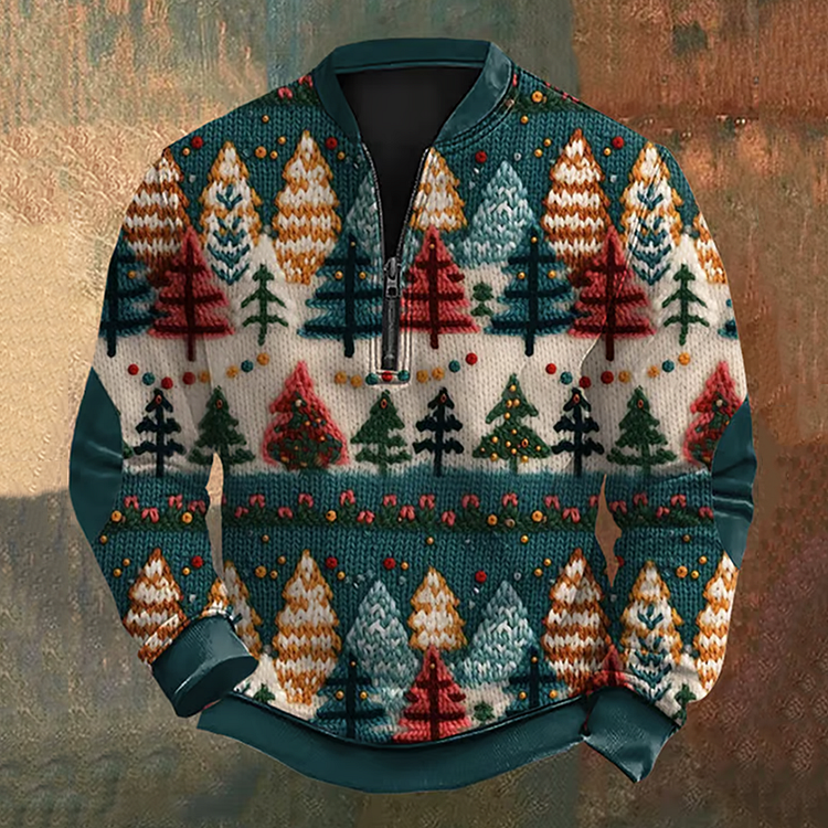 Men's Vintage Christmas Tree Print Sweatshirt