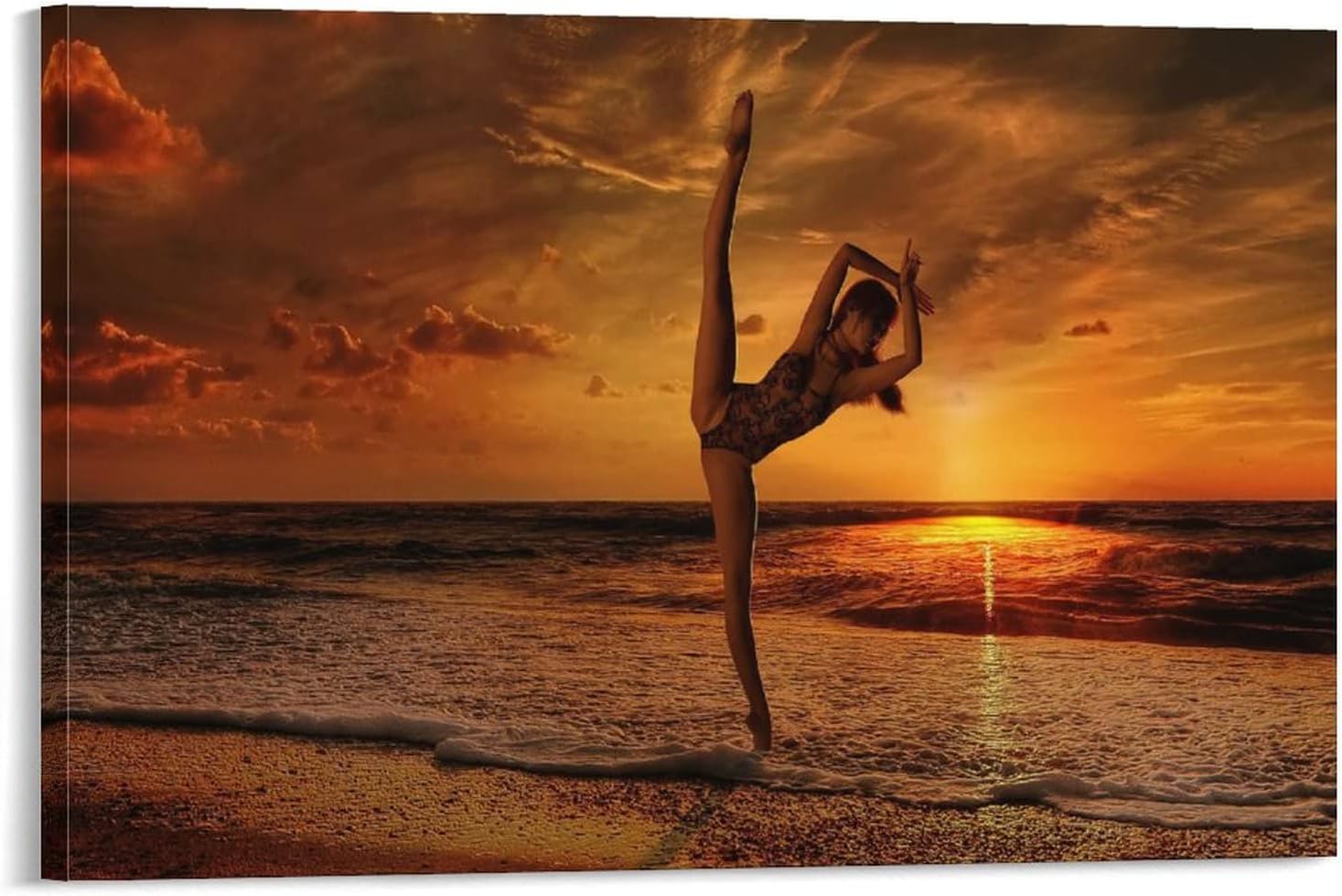 Yoga Studio Wall Decoration Sexy Poster Pattern Lingerie Woman Elegant Yoga Poses on The Beach Poste Canvas Painting Posters And Prints Wall Art Pictures for Living Room Bedroom Decor 24x36inch(60x90 24x36inch(60x90cm)