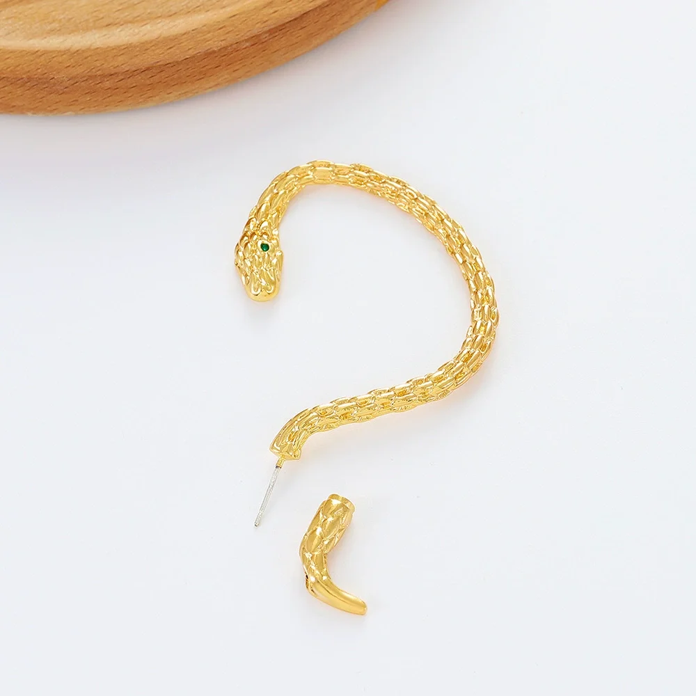 Detachable Snake Earrings with Ear Bone Clips Gold Plated Earrings