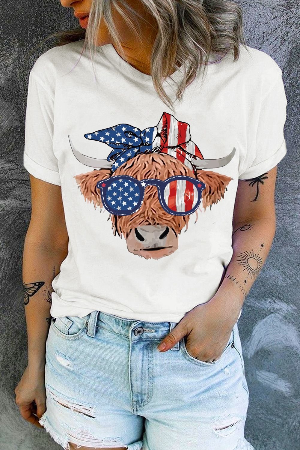 American Flag Cow Yak T-Shirts