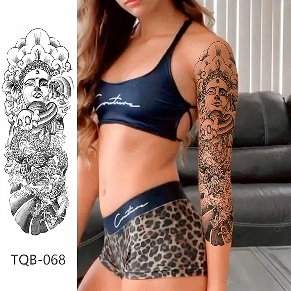 Sdrawing Women Waterproof Temporary Tattoos Stickers Arm Cool Hipster Skull Mermaid
