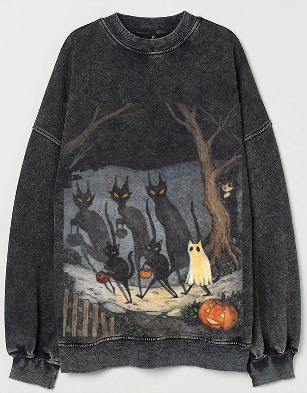 Black cat halloween Sweatshirt
