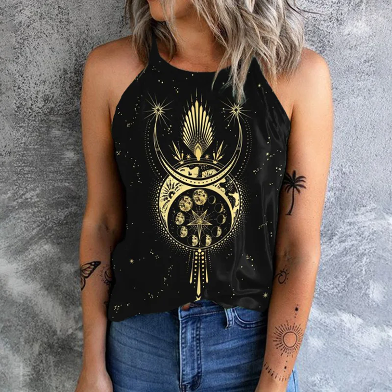 Star And Moon Print Tank Top