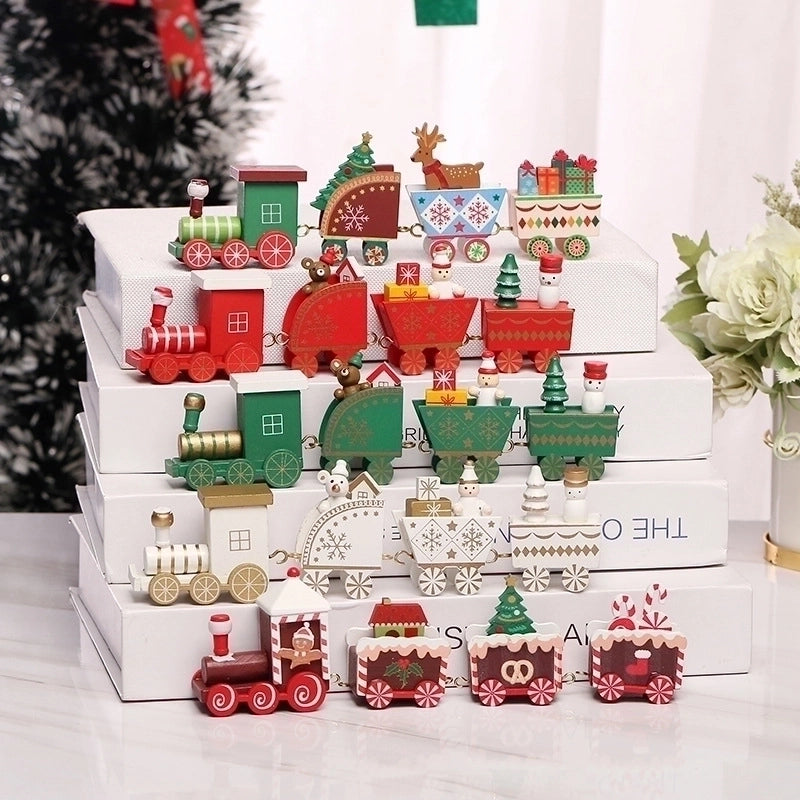 Christmas Fashion Christmas Tree Train Gift Box Wood Indoor Ornaments