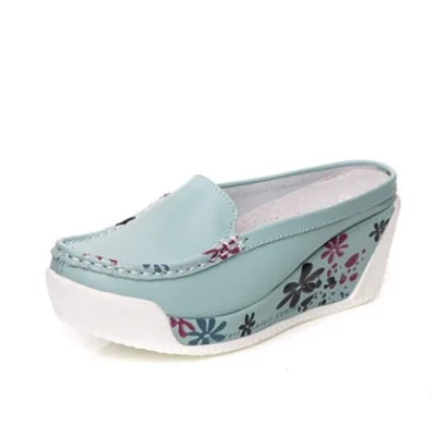 Churchf Churchf Half Slippers Female Thick Sole Fashion Wear Cake Shoes Summer Leather Cool Drag Women's Shoes Slope Heel Pedal Lazy Shoes