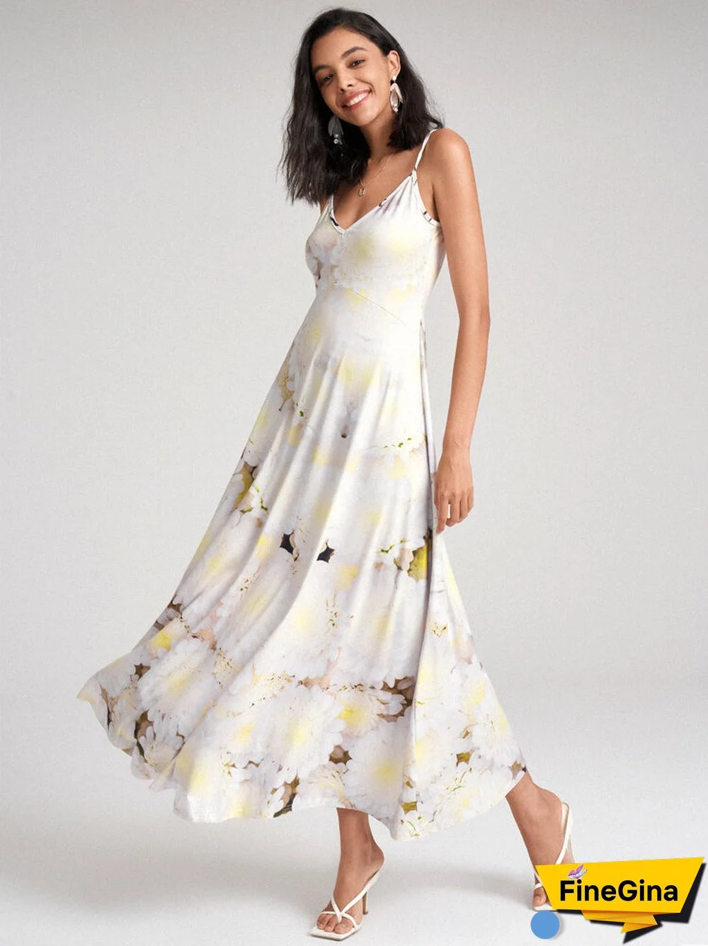 Tie Dye Spaghetti Strap Open Back Swing Maxi Dress