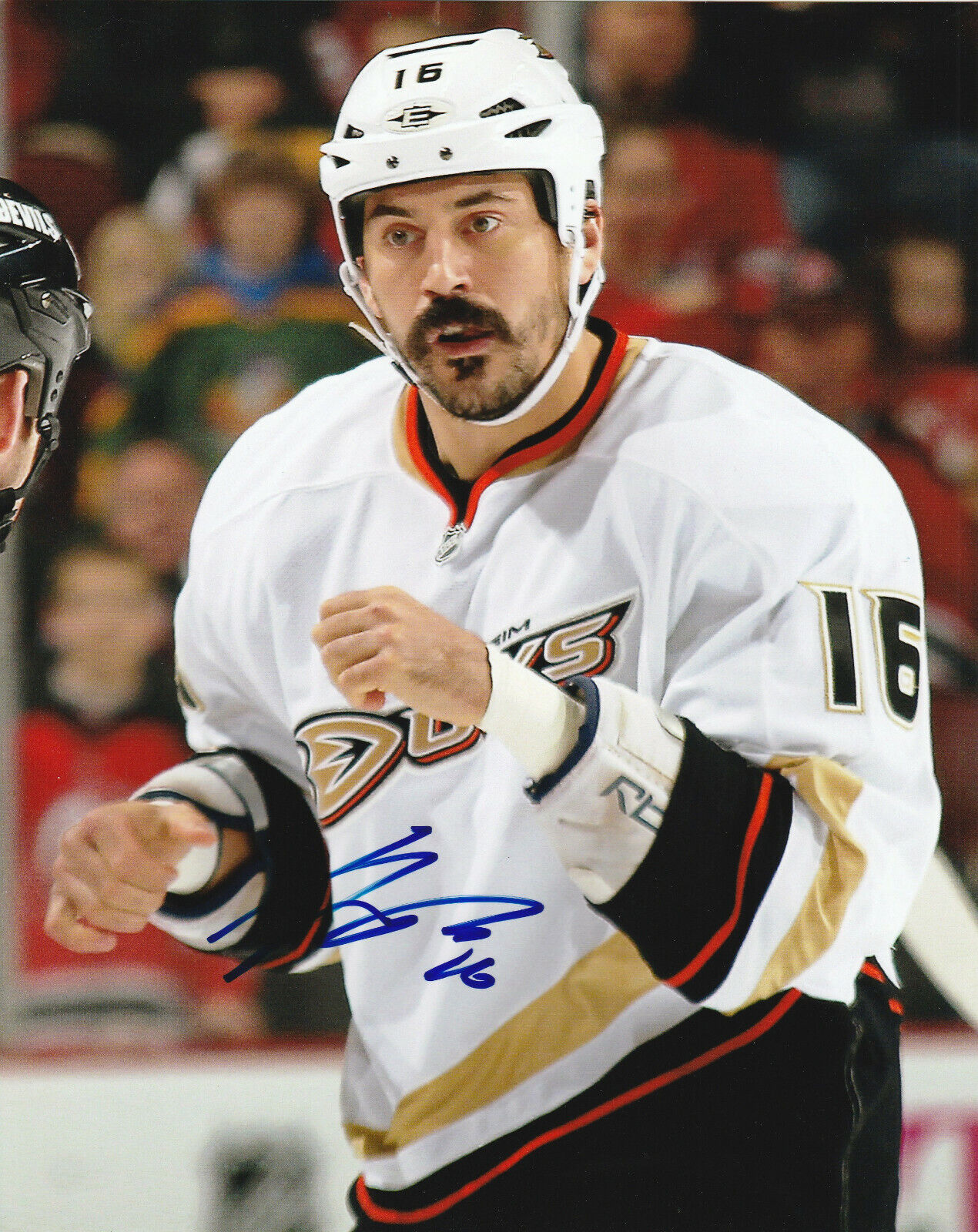 GEORGE PARROS SIGNED ANAHEIM DUCKS FIGHT 8x10 Photo Poster painting #4 Autograph