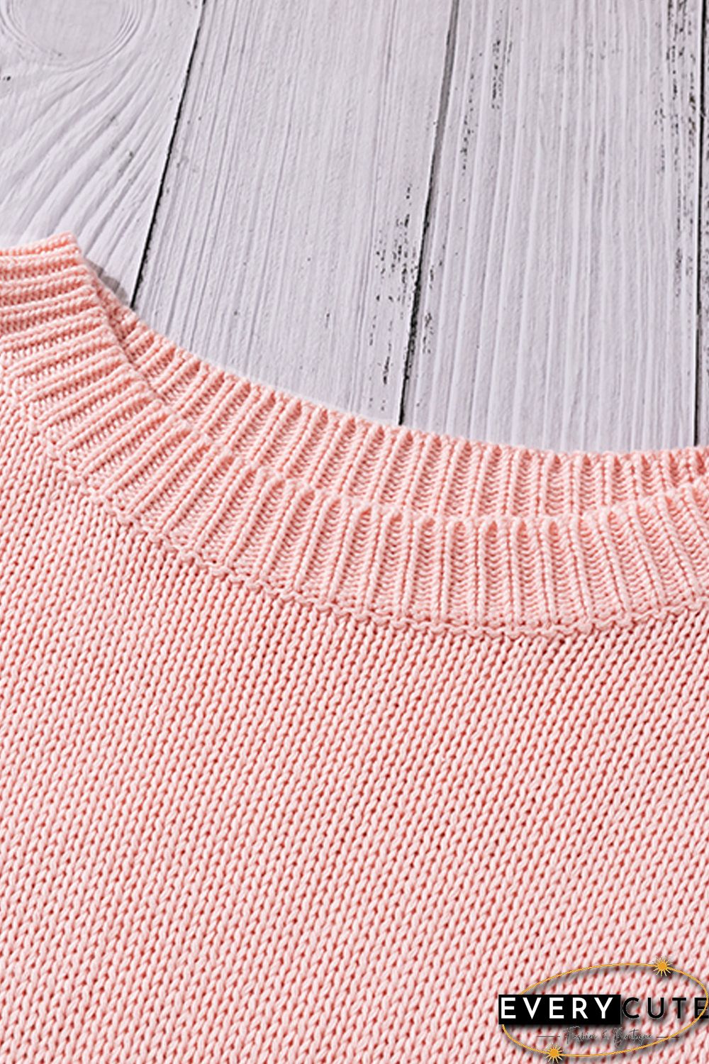 Pink Oversize Knitted Drop-shoulder Sleeve Sweater