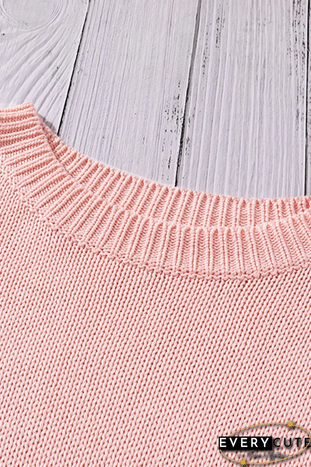 Pink Oversize Knitted Drop-shoulder Sleeve Sweater