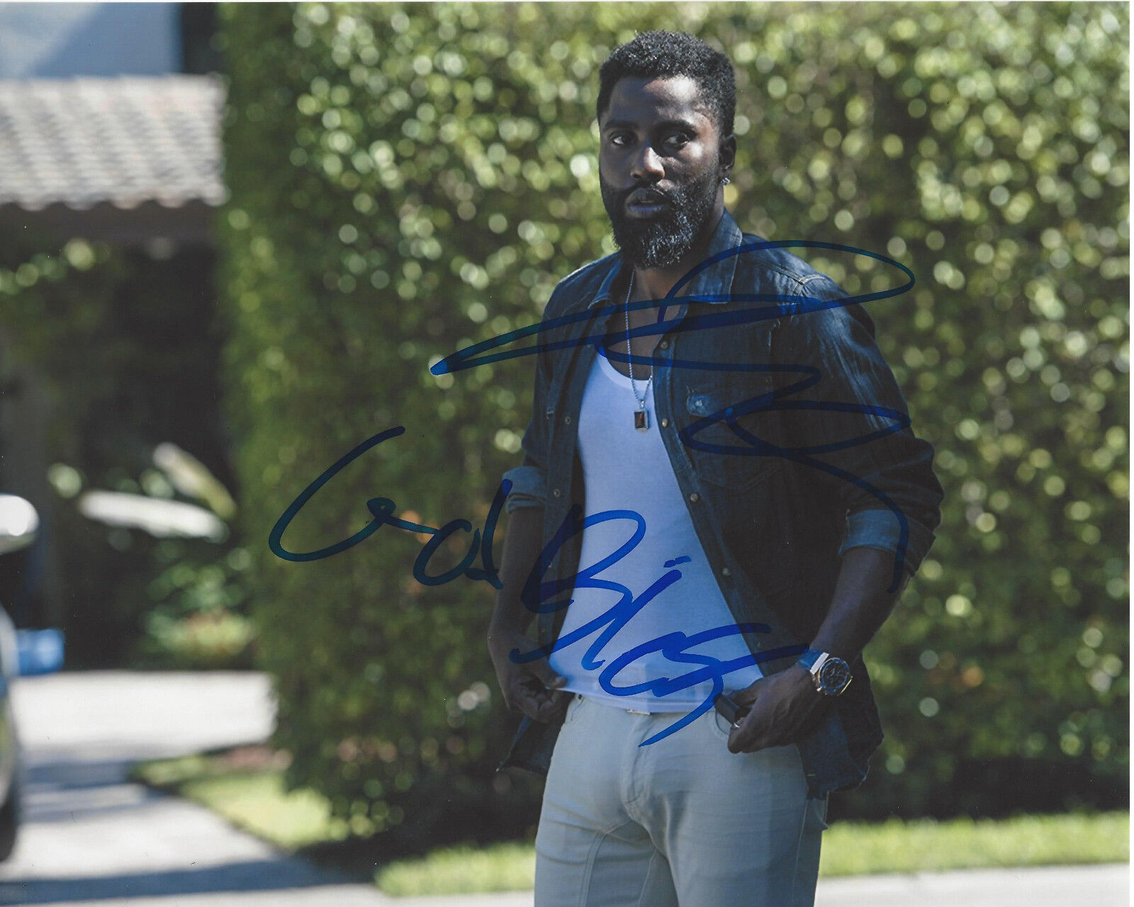 JOHN DAVID W SIGNED AUTHENTIC 'BALLERS' 8X10 Photo Poster painting C COA ACTOR MONSTER