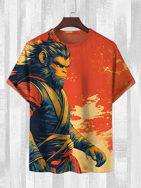 Men's Ancient Myth Monkey King Art Print Casual T-Shirt