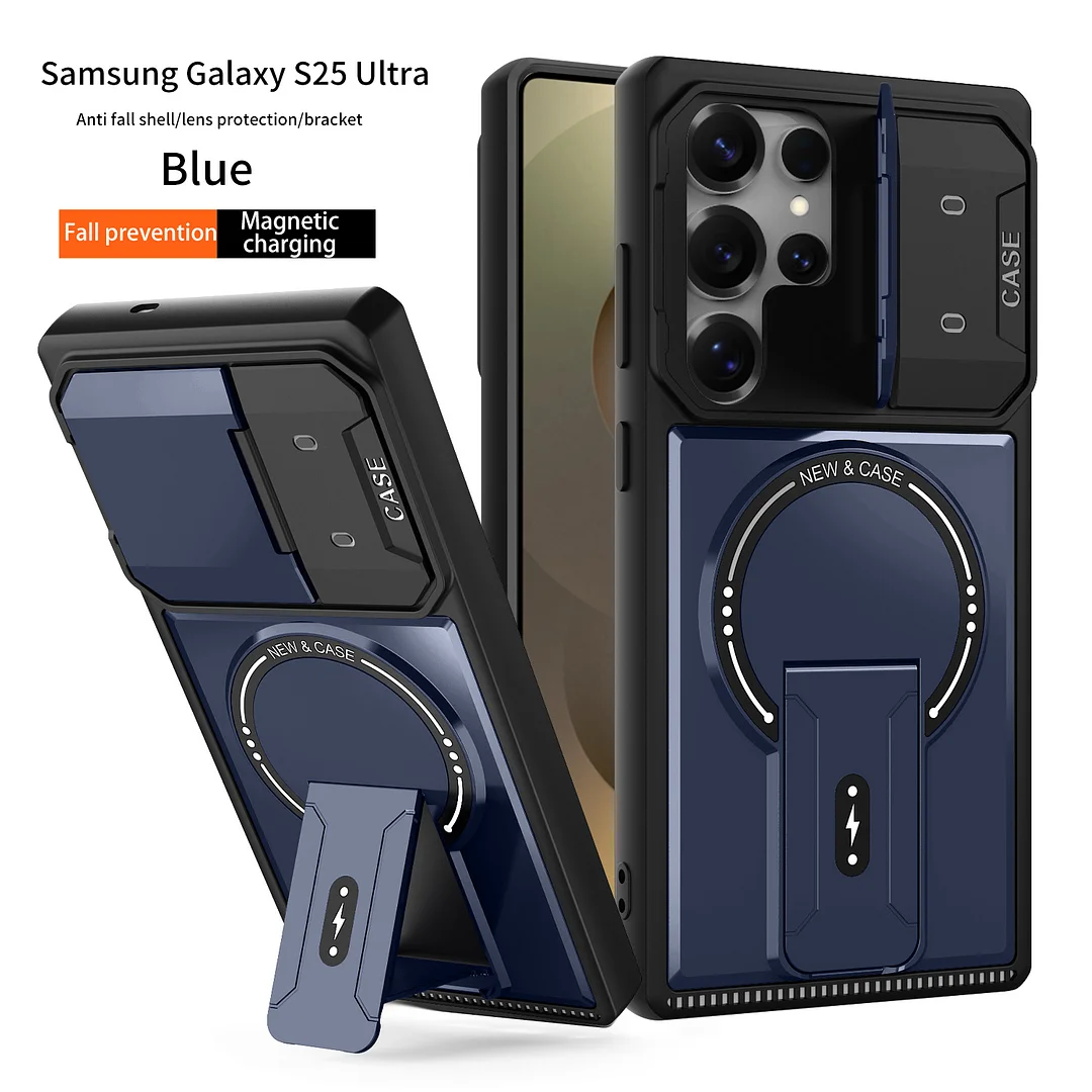 New Applicable Samsung S25Ultra Mobile Phone Case Mecha Magnetic Stand 17 Anti-Fall And Anti-Fingerprint Protective Cover