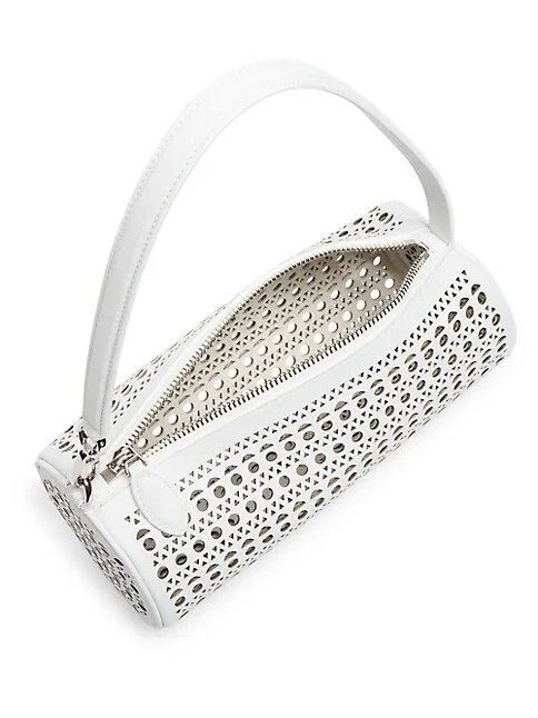 Ala&iuml;a Laser-Cut Leather Tube Bag