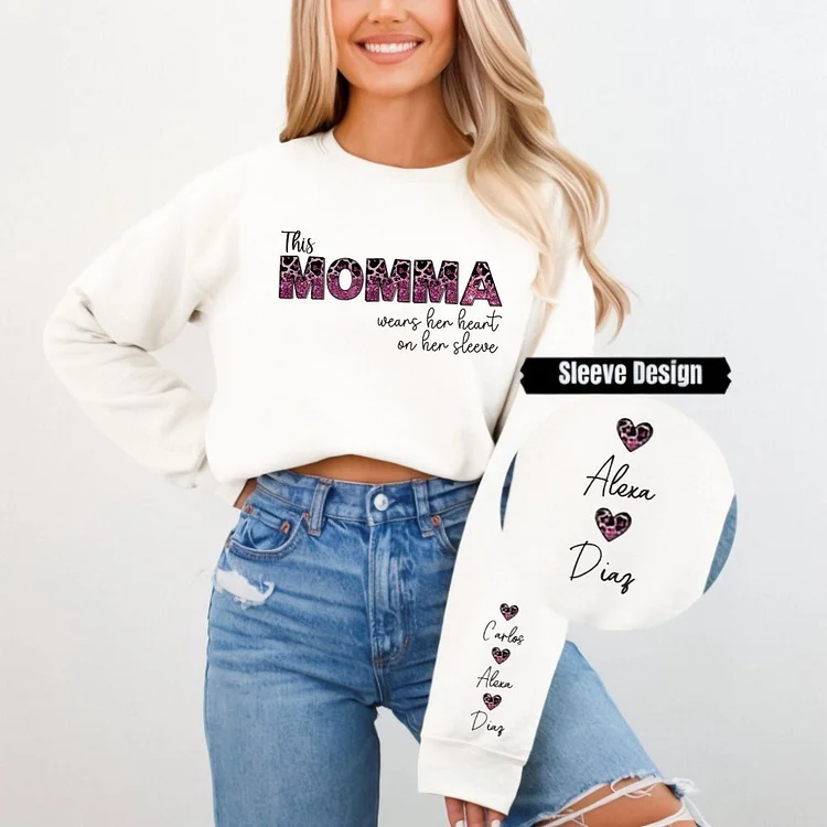 Behind Every Great Kid Is A Mom - Family Personalized Custom Unisex Sweatshirt With Design On Sleeve - Gift For Mom, Grandma