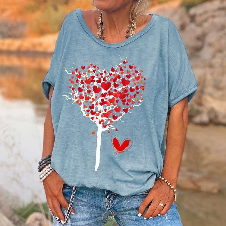 Heart Tree Printed Hippie Women's T-shirt socialshop