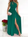 One-Shoulder Solid Color Maxi Dress