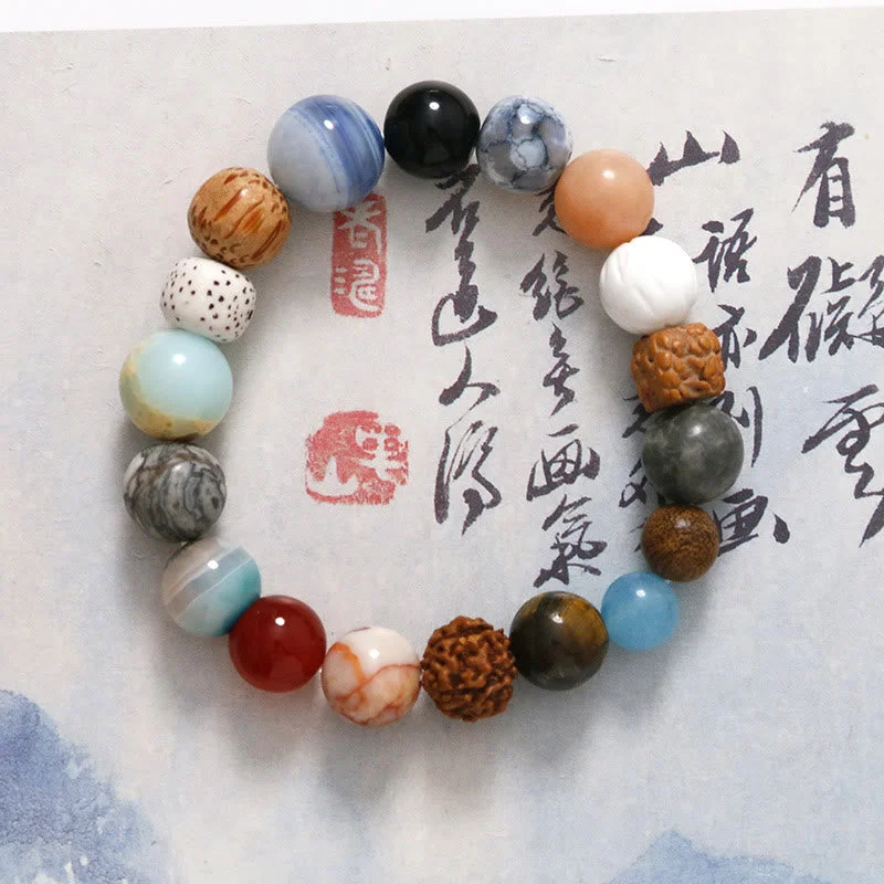 Natural Bodhi Seed Crystal Stone Agate Keep Away Evil Spirits Bracelet