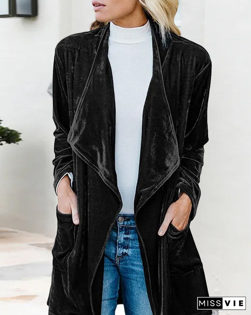 Velvet Long Cardigan Fashion Coat