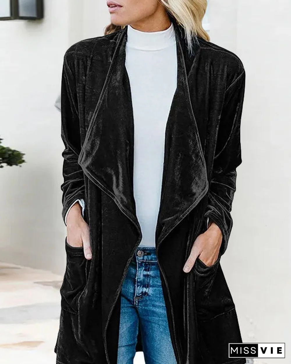 Velvet Long Cardigan Fashion Coat