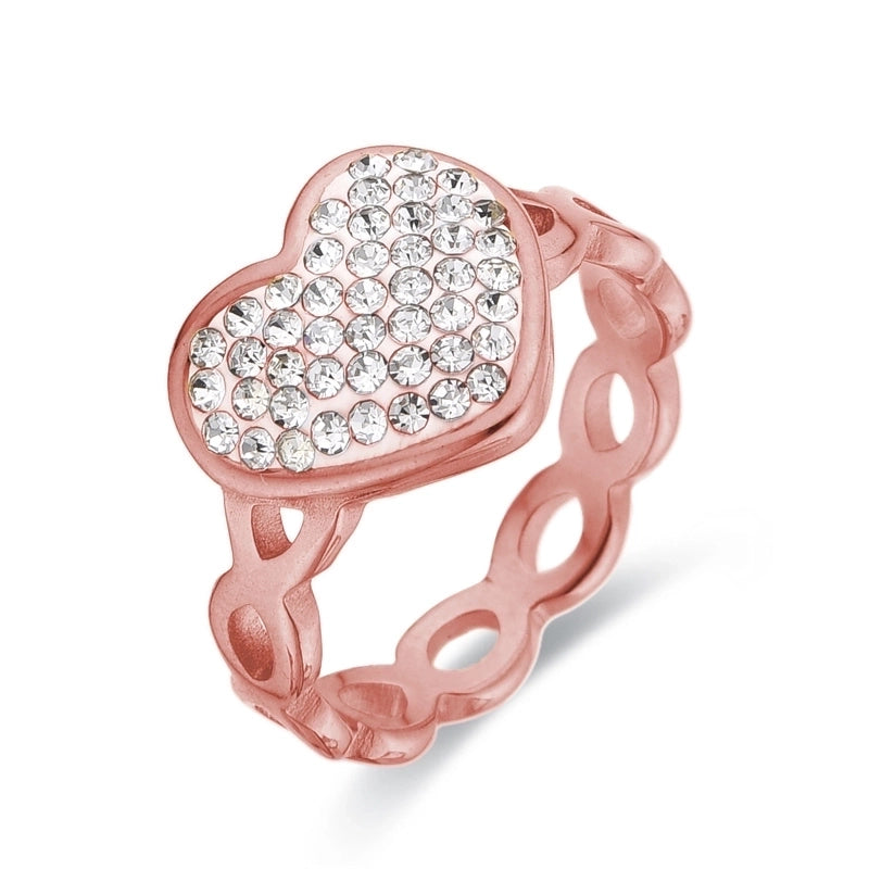 Glam Romantic Shiny Infinity Heart Shape Titanium Steel Zircon Rose Gold Plated White Gold Plated Gold Plated Inlay Rings