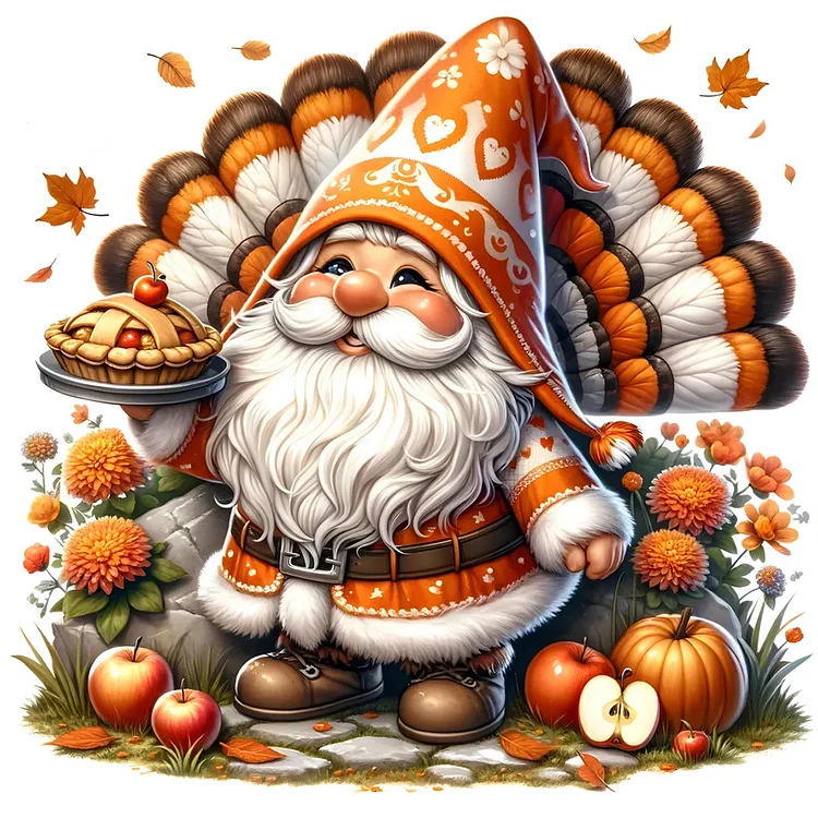 Autumn Apple Pie Gnome 40*40CM (Canvas) Full Round Drill Diamond Painting gbfke