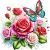 Rose Butterfly-Partial 11CT Stamped Cross Stitch Bead Embroidery 36*36cm/14.17*14.17in tapestrymarket
